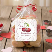 Red Pink Valentine You Are Cherry Awesome  スクエアシール