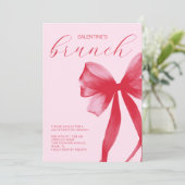 Red Pink Watercolor Bow Galentine’s Friends Brunch 招待状 (スタンド正面)