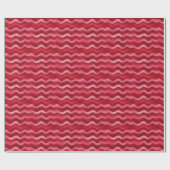 Red & Pink Wavy Lines ラッピングペーパー (フラット)