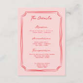 Red + Pink Wedding Details Enclosure Card エンクロージャーカード (正面)