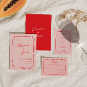 Red + Pink Wedding Details Enclosure Card エンクロージャーカード