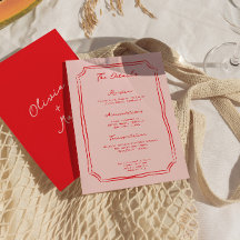 Red + Pink Wedding Details Enclosure Card