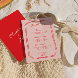 Red + Pink Wedding Details Enclosure Card エンクロージャーカード