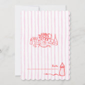 Red Pink Whimsical Doodle Let's Brunch Baby Shower 招待状 (裏面)