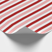 Red Pink White Hand-Drawn Stripes (large scale) ラッピングペーパー (角)