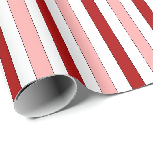 Red Pink White Hand-Drawn Stripes (large scale) ラッピングペーパー (ロールコーナー)