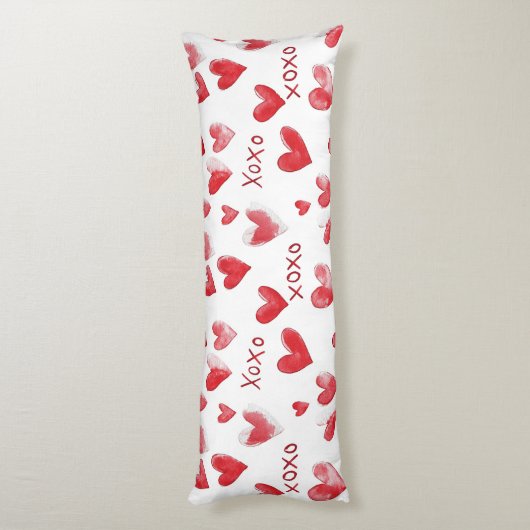 Red Pink White Hearts ボディピロー (裏面 (縦))