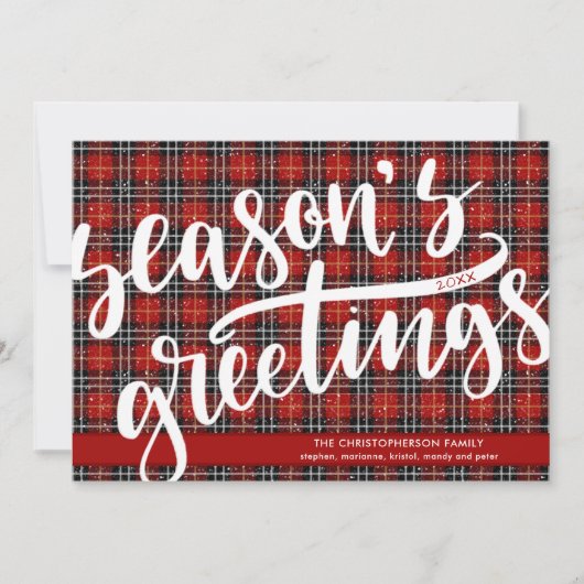 Red Plaidスクリプトの季節のごあいさつ シーズンカード (正面)