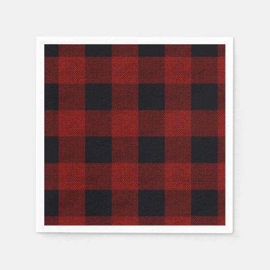 Red Plaid スタンダードカクテルナプキン (正面)