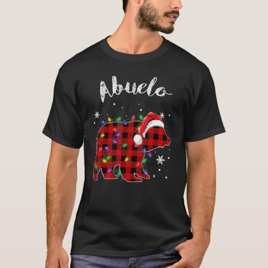 Red Plaid Abuelo Bear Matching Family Christmas Pa Tシャツ (正面)
