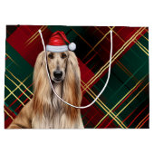 Red Plaid Afghan Hound Dog Lover Holiday ラージペーパーバッグ (裏面)