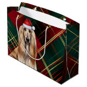 Red Plaid Afghan Hound Dog Lover Holiday ラージペーパーバッグ (裏面アングル)