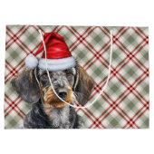 Red Plaid and Wirehair Dachshund Dog Lover Holiday ラージペーパーバッグ (裏面)