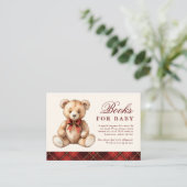 Red Plaid Bear Baby Shower Books For Baby エンクロージャーカード (スタンド正面)