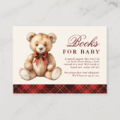 Red Plaid Bear Baby Shower Books For Baby エンクロージャーカード (正面)