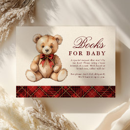 Red Plaid Bear Baby Shower Books For Baby エンクロージャーカード