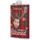 Red Plaid Blitzened Holiday Humor Drinking Flask フラスク (左)