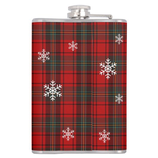 Red Plaid Blitzened Holiday Humor Drinking Flask フラスク (裏面)
