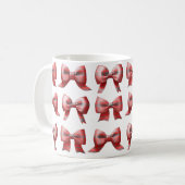 Red plaid Bow Coffee/Tea Mug コーヒーマグカップ (正面左)