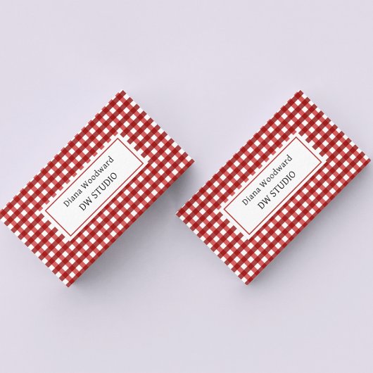 Red Plaid Business Card 名刺