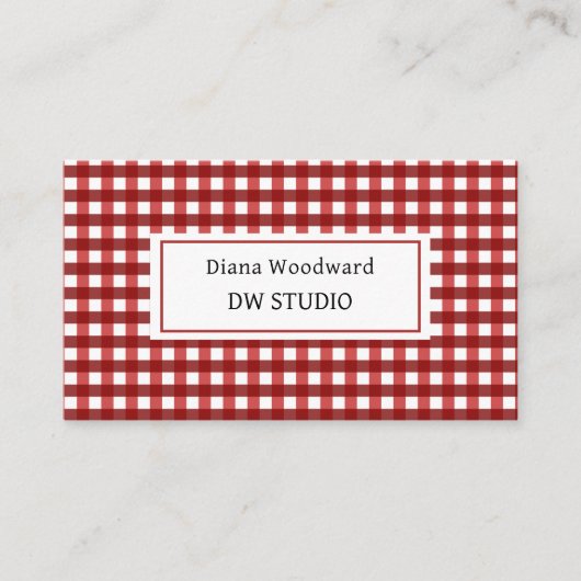 Red Plaid Business Card 名刺 (正面)