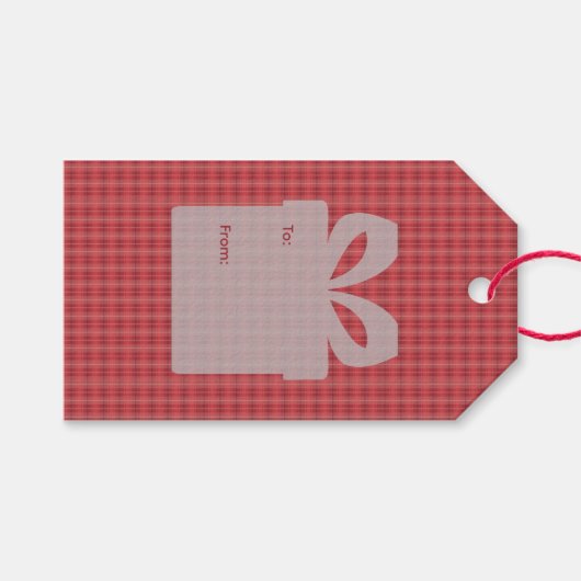 Red Plaid Christmas ギフトタグ (正面(横))