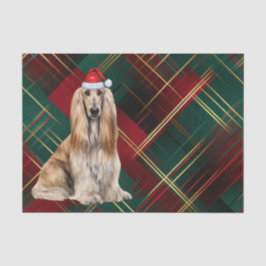 Red Plaid Christmas Afghan Hound Dog Holiday 薄葉紙