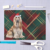 Red Plaid Christmas Afghan Hound Dog Holiday 薄葉紙 (クラフト)