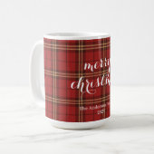Red Plaid Christmas Festive Pattern - コーヒーマグカップ (正面左)