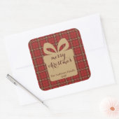 Red Plaid Christmas Festive Pattern - スクエアシール (封筒)