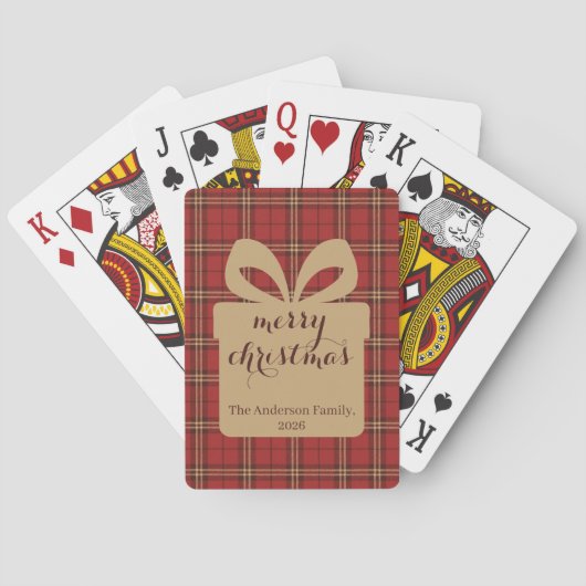 Red Plaid Christmas Festive Pattern -  トランプ (裏面)