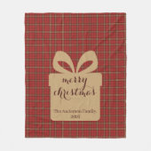 Red Plaid Christmas Festive Pattern -  フリースブランケット (正面)