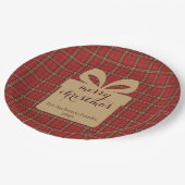 Red Plaid Christmas Festive Pattern -  ペーパープレート (アングル)