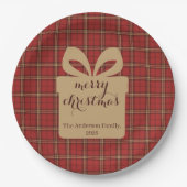 Red Plaid Christmas Festive Pattern -  ペーパープレート (正面)