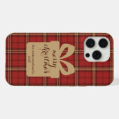 Red Plaid Christmas Festive Pattern -  iPhoneケース (裏面横)