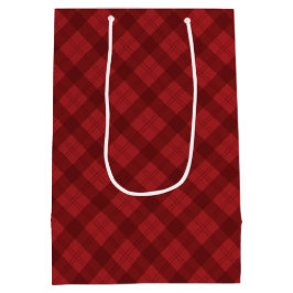 Red Plaid Christmas Gift ミディアムペーパーバッグ