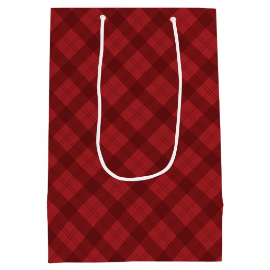 Red Plaid Christmas Gift ミディアムペーパーバッグ (裏面)