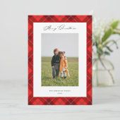 Red Plaid Christmas Holiday Photo Card シーズンカード (スタンド正面)