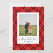 Red Plaid Christmas Holiday Photo Card シーズンカード (正面)