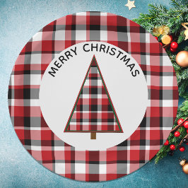 Red Plaid Christmas Paper Plates ペーパープレート