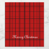 Red plaid christmas pattern ワインラベル (シングルラベル)