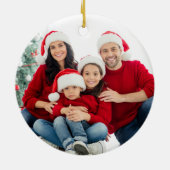 Red Plaid Christmas Photo セラミックオーナメント (裏面)