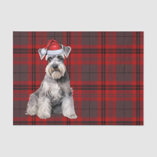 Red Plaid Christmas Schnauzer Dog Holiday 薄葉紙 (正面)