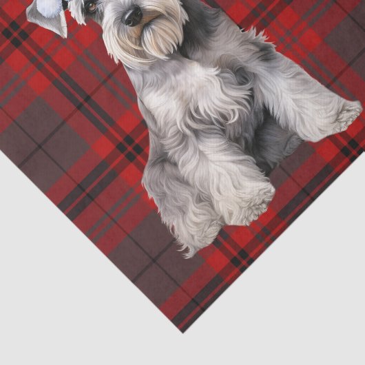 Red Plaid Christmas Schnauzer Dog Holiday 薄葉紙 (詳細)
