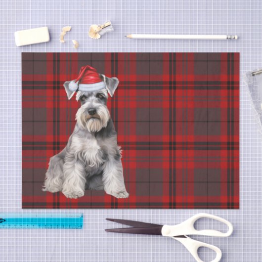 Red Plaid Christmas Schnauzer Dog Holiday 薄葉紙 (クラフト)