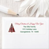 Red Plaid Christmas Tree Return Address Label ラベル (インサイチュ)