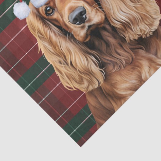 Red Plaid Cocker Spaniel Dog Christmas 薄葉紙 (詳細)