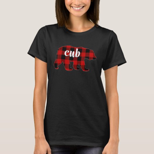 Red Plaid Cub Bear Matching Family Buffalo Christm Tシャツ (正面)
