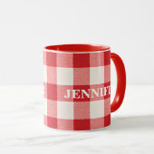 Red Plaid Custom Name マグカップ (正面右)
