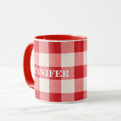 Red Plaid Custom Name マグカップ (正面左)
